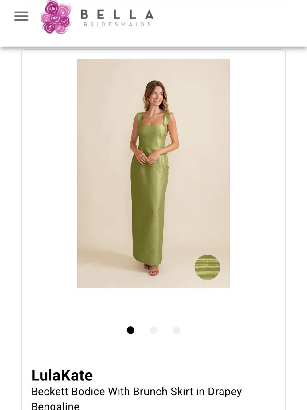 LulaKate Beckett Bridesmaid Dress – Fern Green – Size 6 – New With Tags